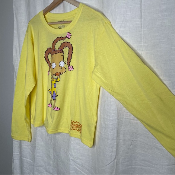 Nickelodeon Rugrats Susie Carmichael Yellow Crop Long Sleeve Tee Shirt Top 90s - Picture 3 of 8